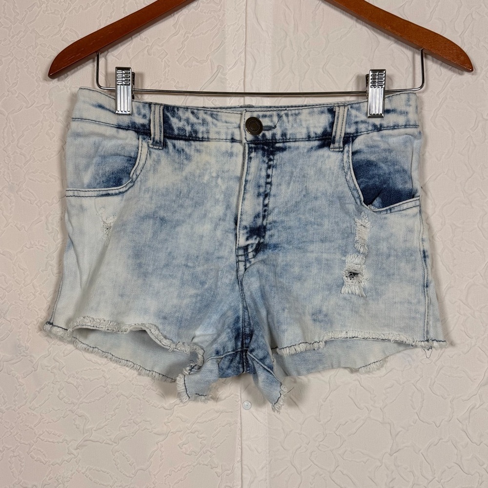 Xhilaration Distressed Acid Wash Denim Jean Shorts Sz 14/16
